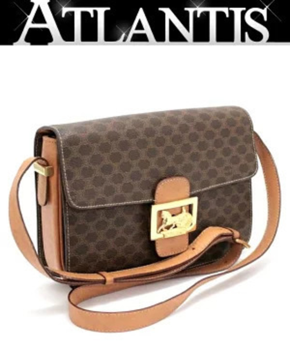 Celine Macadam Horse Carriage Shoulder Bag Brown